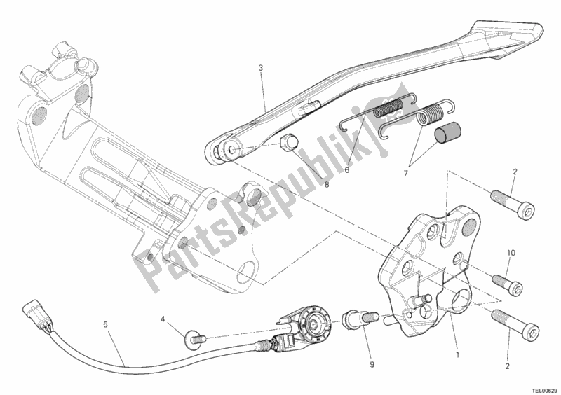 Todas as partes de Suporte Lateral do Ducati Diavel USA 1200 2012